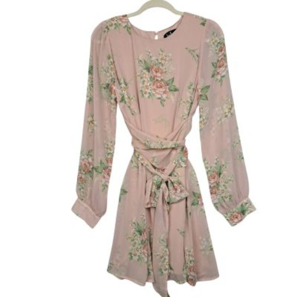 Lulu's Garden Gala Light Pink Floral Print Long Sleeve Shift Dress - Picture 2 of 10